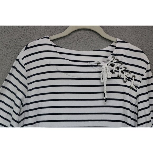 Coolibar-UPF 50+ 3/4 Sleeve Striped Nautical Dress-Medium-Preppy - Picture 6 of 12
